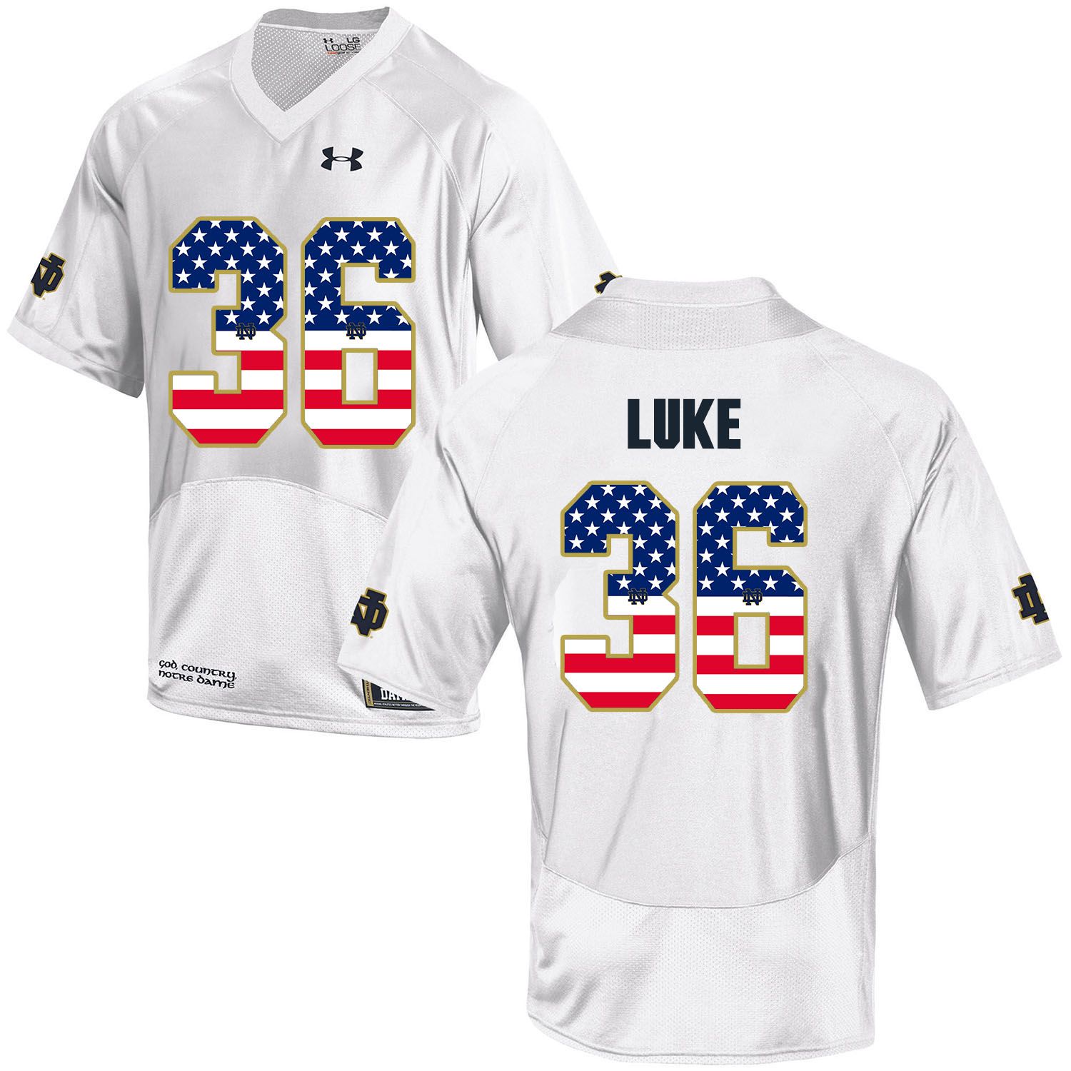 Men Norte Dame Fighting Irish #36 Luke White Flag Customized NCAA Jerseys->customized ncaa jersey->Custom Jersey